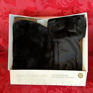 2 Pieces Faux Fur Gloves and Wristlet Set. NWT/ NIB